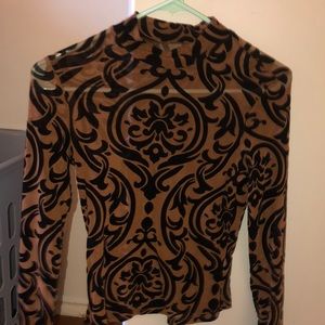 Sheer/velvet long sleeve top